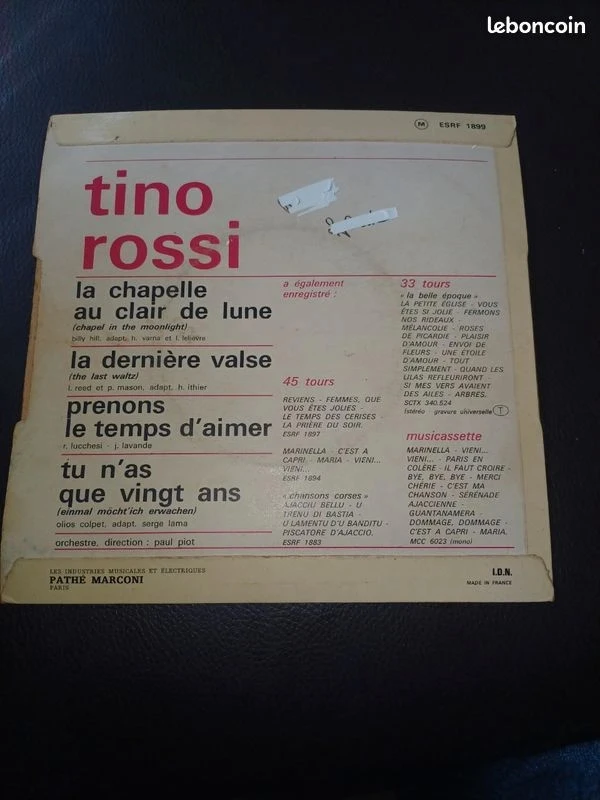 45rpm vinyl record Tino Rossi – photo 2